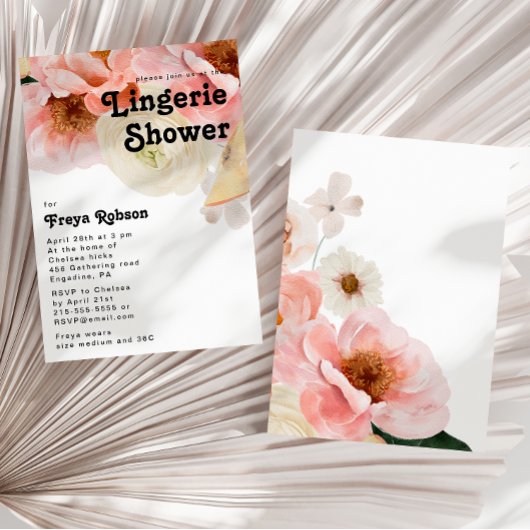 Invitation Floral coloré gras | Douche Lingerie