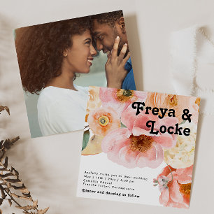 Invitation Floral coloré gras   Mariage photo Carré