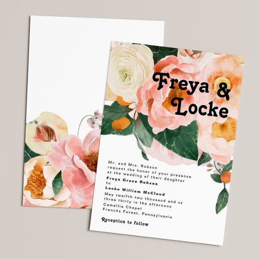 Invitation Floral coloré gras | Mariage traditionnel