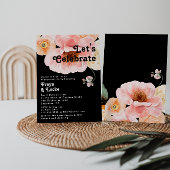 Invitation Floral coloré gras | Noir Fêtons