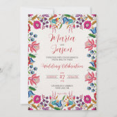 Invitation Floral coloré mexicain Mariage moderne (Devant)