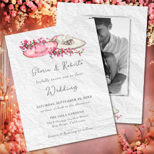 Invitation Floral coloré Sombrero Mariage mexicain