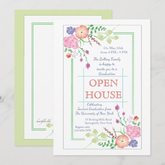 Invitation Floral Corners (Devant / Derrière)