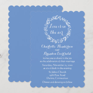 Invitation Floral Cornflower Bleu Mariage Fleur Amour Wreath