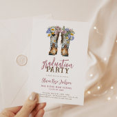 Invitation Floral Cowboy Boot Western Graduation Party
