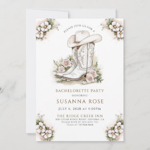 Invitation Floral Cowgirl Casquette Bottes Bachelorette Party