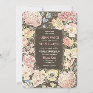 Invitation Floral Crayon Art Mariage