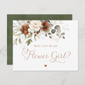 Invitation Floral Crème rouille Vert Fleur Fille Mariage (Devant / Derrière)