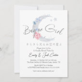 Invitation Floral Crescent Twinkle Little Star Gender Reveal (Devant)