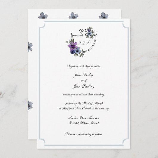 Invitation Floral Crest (Devant / Derrière)