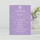 Invitation Floral Cross Baptism Lilac (Debout devant)