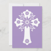 Invitation Floral Cross Baptism Lilac (Dos)