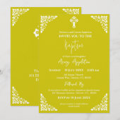 Invitation Floral Cross Baptism Yellow Kaart (Voorkant / Achterkant)