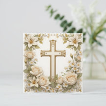 Floral Cross Christian Christening