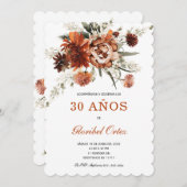 Invitation Floral Cumpleaños 30 Años (Devant / Derrière)