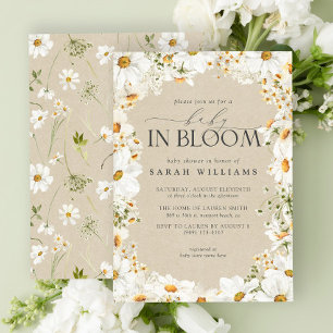 Invitation Floral Daisy Baby in Bloom Kraft Douche en papier