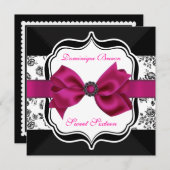 Invitation Floral Damask à cou rose (Devant / Derrière)