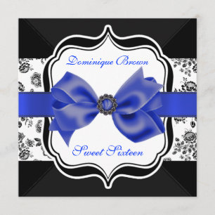 Invitation Floral Damask avec Blue Bow