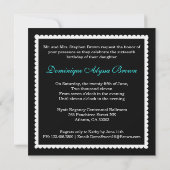 Invitation Floral Damask avec Bow Turquoise (Dos)