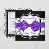 Invitation Floral Damask avec Purple Bow (Devant / Derrière)