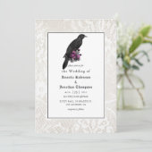 Invitation Floral Damask et dentelle Mariage gothique (Debout devant)