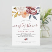 Invitation Floral d'aquarelle de Bourgogne| Douche pour coupl (Debout devant)