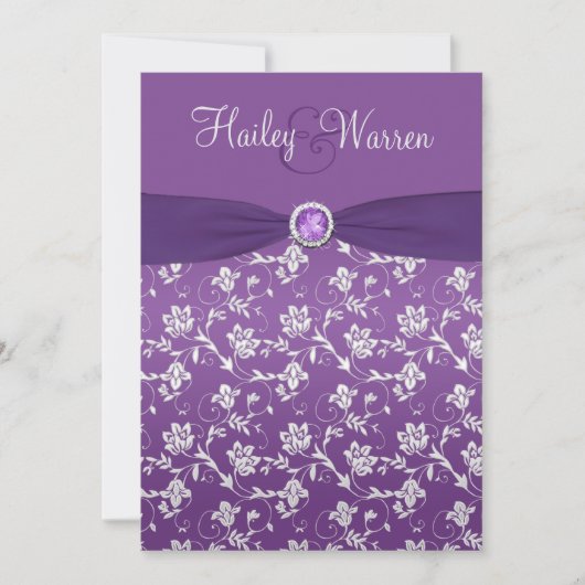 Invitation floral d'argent violet de RIBBON (Devant)