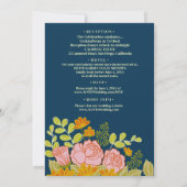 Invitation Floral Dark Navy Bleu Mariage Botanique (Dos)
