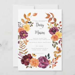 Invitation Floral d'automne avec fleur d'aquarelle BoId avec 