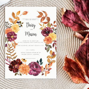 Invitation Floral d'automne avec mariage d'aquarelle BoId