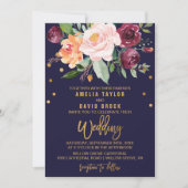 Invitation Floral d'automne avec typographie Backing Mariage (Devant)