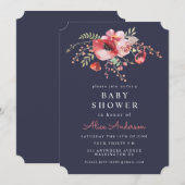 Invitation floral de baby shower de pavots (Devant / Derrière)