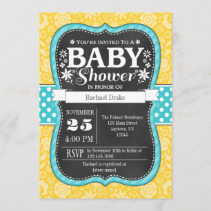 Invitation floral de baby shower de tableau