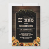 Invitation Floral de bois rustique 95e anniversaire BBQ (Devant)
