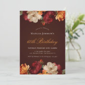 Invitation Floral de Bourgogne vintage 60e anniversaire (Debout devant)
