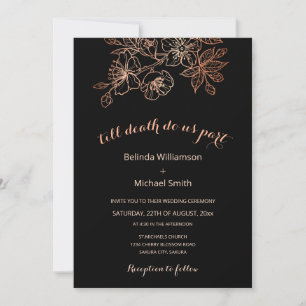 Invitation Floral de cuivre noir   Mariage Goth