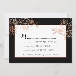 Invitation Floral de cuivre noir Mariage gothique RSVP