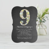 Invitation floral de fête d'anniversaire de filles (Debout devant)