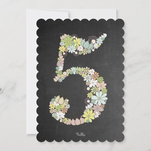 Invitation floral de fête d'anniversaire de filles (Dos)