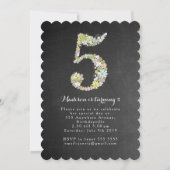 Invitation floral de fête d'anniversaire de filles (Devant)