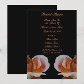 Invitation floral de Fête de la mariée de noir de (Devant / Derrière)