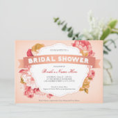 Invitation floral de Fête de la mariée de pêche (Debout devant)