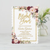 Invitation floral de Fête de la mariée d'or rose (Debout devant)