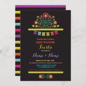 Invitation floral de garçon mexicain de fille de (Devant / Derrière)