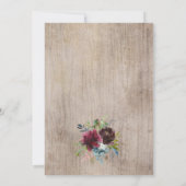 Invitation Floral de la marine de Bourgogne avec Mariage de v (Dos)