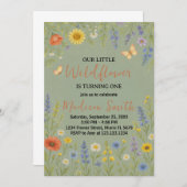 Invitation Floral de luxe premier anniversaire (Devant / Derrière)