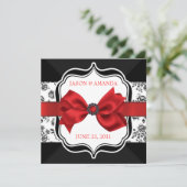 Invitation floral de Mariage damassé avec Bow (Debout devant)