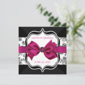 Invitation floral de Mariage damassé avec Bow (Debout devant)