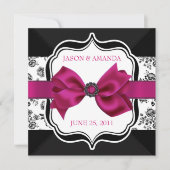 Invitation floral de Mariage damassé avec Bow (Devant)