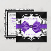 Invitation floral de mariage damassé avec l'arc (Devant / Derrière)